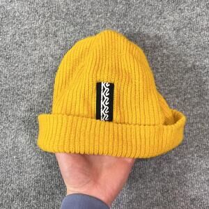 K2 Beanie Mens One Size Yellow Cuffed Knit Acrylic Winter Outdoor Casual Warm